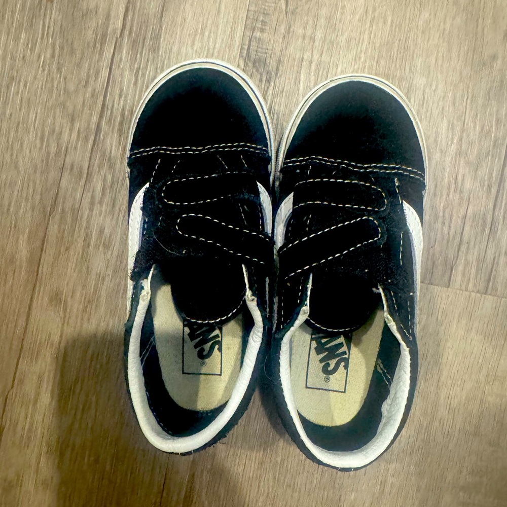 Vans Black and White Velcro Sneakers